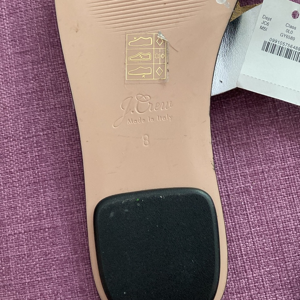 J Crew Metallic Silver Slide Sandals Cyprus size 8 - Picture 5 of 12